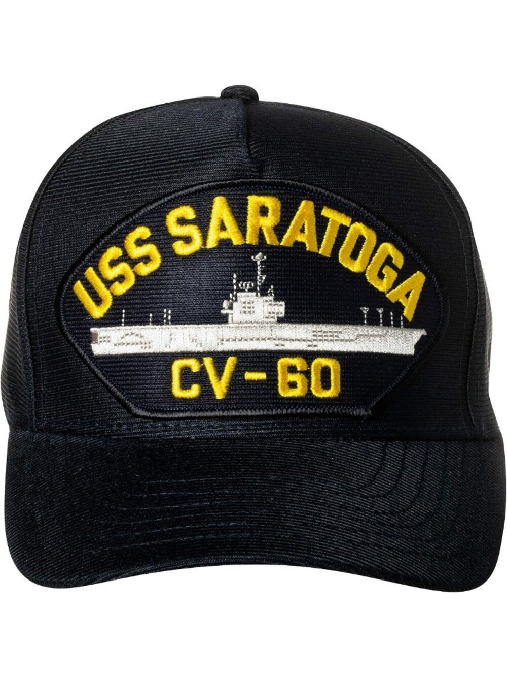 Navy Blue Adjustable Baseball Cap with USS Saratoga CV-60 Supercarrier Patch